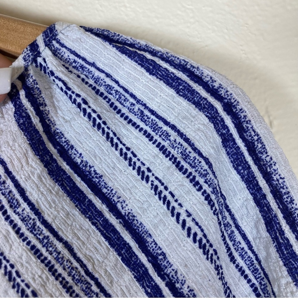 SHOL Los Angeles Blue White Stripe Smocked Peasant Top 3X - Picture 13 of 13